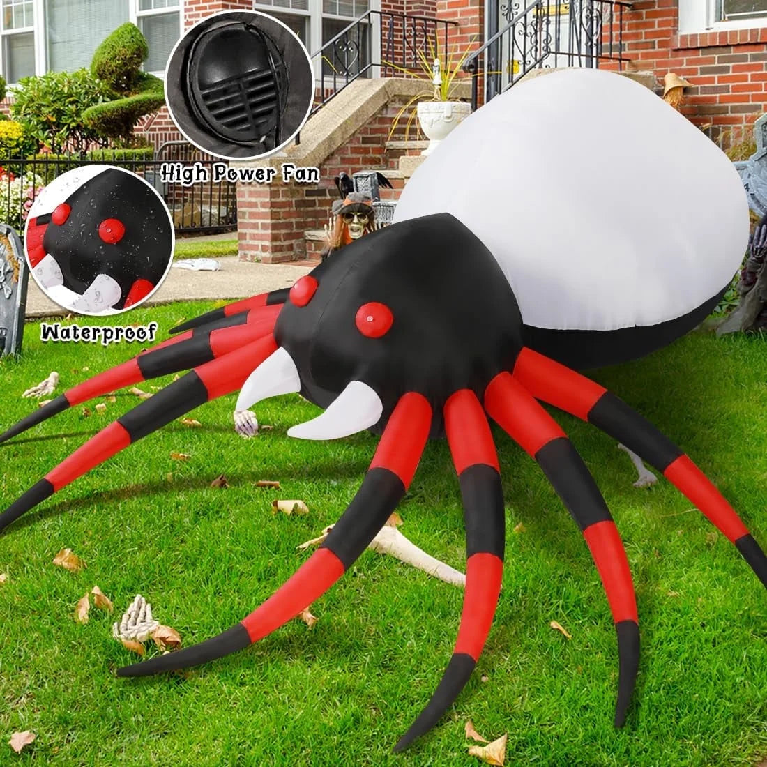 Halloween Inflatable 8.5 FT Halloween Spider Inflatable, Giant Blow up Spider with Built-In Lights, Outdoor Inflatable Halloween Decorations Halloween Blowup for Holiday/Party/Yard