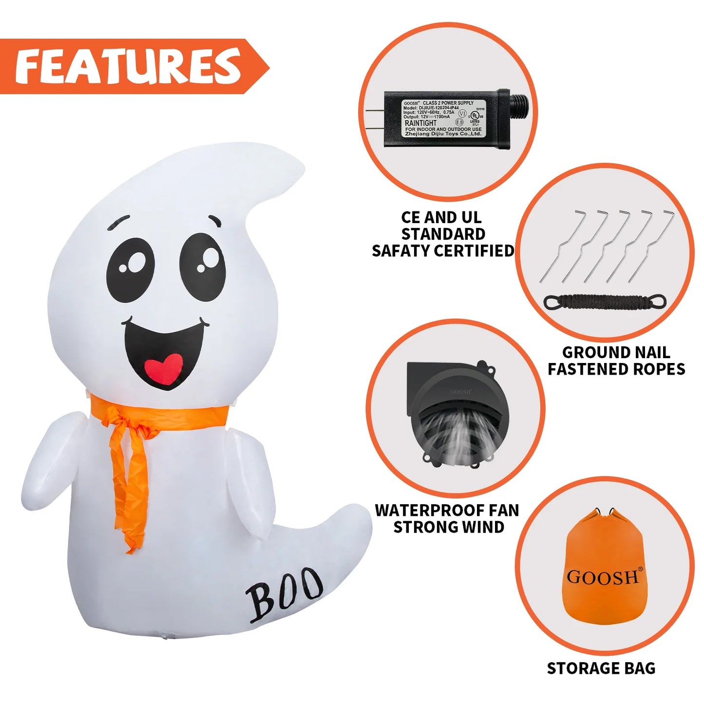 Make Your Halloween Spooktacular with Our 4 FT Inflatable Ghost – The Cute, Glow-in-the-Dark, Hauntingly Fun Decoration for Your Indoor and Outdoor Haunt!