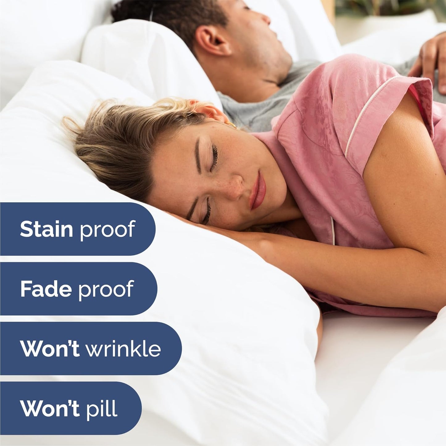 Luxurious Queen Size 4-Piece Cooling Sheet Set - Deep Pocket, Wrinkle-Free, Oeko-Tex Certified - Crisp White