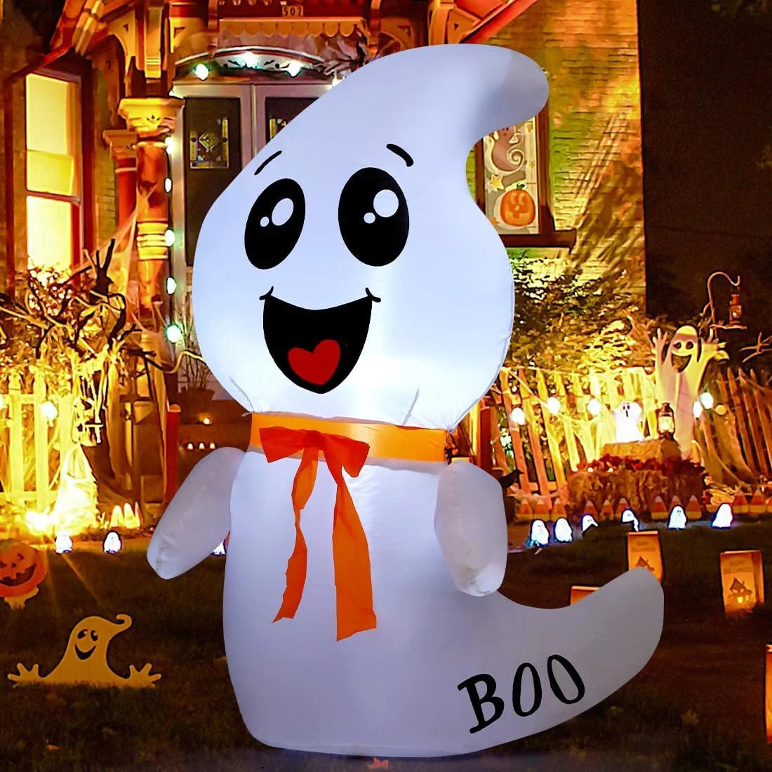 Make Your Halloween Spooktacular with Our 4 FT Inflatable Ghost – The Cute, Glow-in-the-Dark, Hauntingly Fun Decoration for Your Indoor and Outdoor Haunt!
