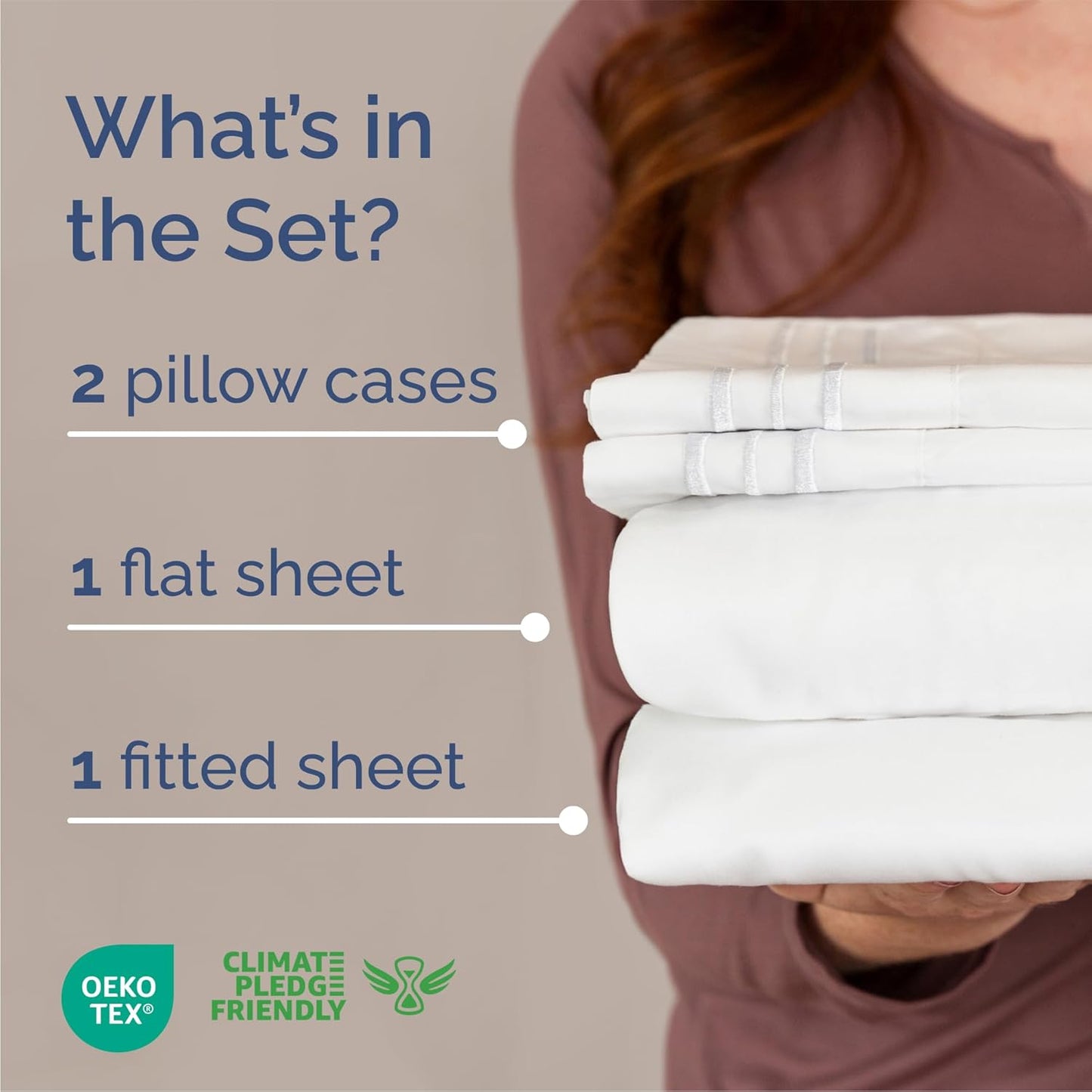 Luxurious Queen Size 4-Piece Cooling Sheet Set - Deep Pocket, Wrinkle-Free, Oeko-Tex Certified - Crisp White