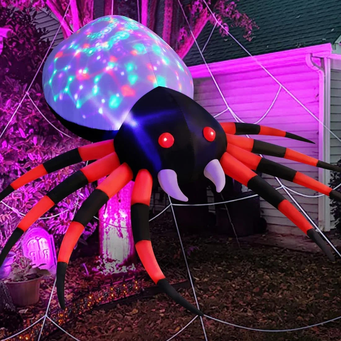 Get Spooked with Our 5 FT Giant Halloween Spider Inflatable – The Perfect Creepy Companion for Your Yard, Complete with Scary LED Lights!
