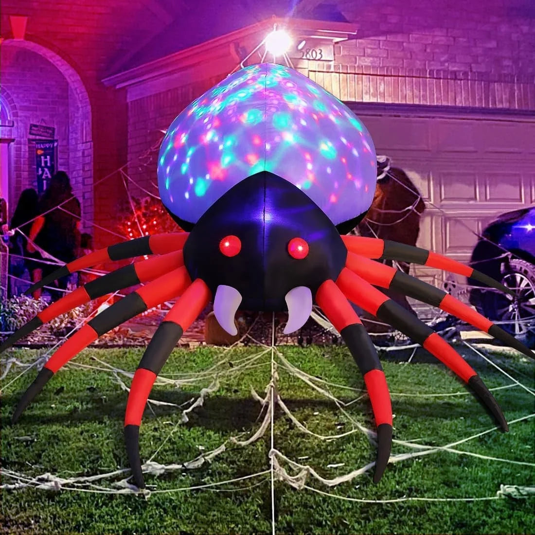 Get Spooked with Our 5 FT Giant Halloween Spider Inflatable – The Perfect Creepy Companion for Your Yard, Complete with Scary LED Lights!