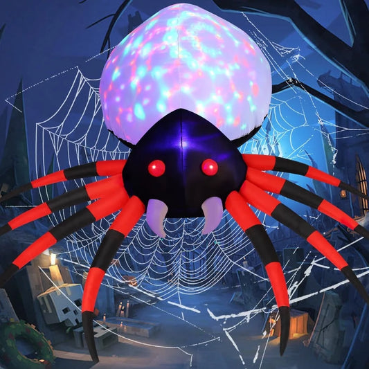 Get Spooked with Our 5 FT Giant Halloween Spider Inflatable – The Perfect Creepy Companion for Your Yard, Complete with Scary LED Lights!