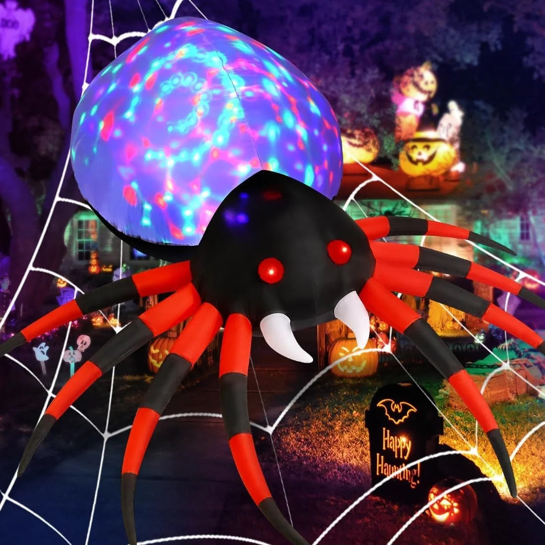 Halloween Inflatable 8.5 FT Halloween Spider Inflatable, Giant Blow up Spider with Built-In Lights, Outdoor Inflatable Halloween Decorations Halloween Blowup for Holiday/Party/Yard