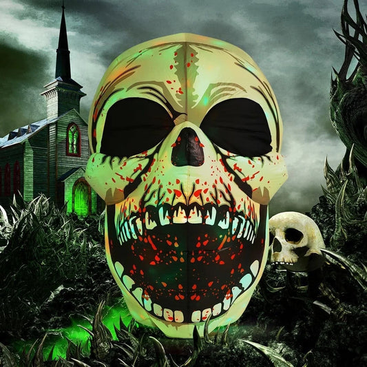 Halloween Inflatables 4 FT High Halloween Inflatable Skull with Magic Leds, Scary Skulls Inflatable Halloween Skull Inflatable, Outdoor Halloween Decorations Clearance for Holiday Party