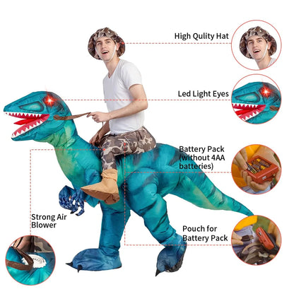 63 Inch Inflatable Dinosaur Costume Adult Dinosaur Costumes, Blow up Dinosaur Costume Adult Size, Funny Halloween Costumes for Adults Men Women Halloween Party Cosplay