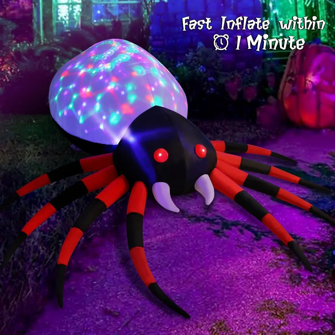 Get Spooked with Our 5 FT Giant Halloween Spider Inflatable – The Perfect Creepy Companion for Your Yard, Complete with Scary LED Lights!